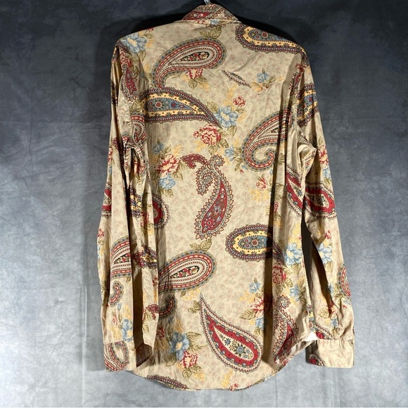 Daniel Cremieux Paris Mens Size M Floral Paisley Button Down Shirt Pearl Snap - Picture 2 of 9